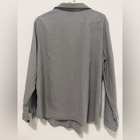 Lafayette 148 Women's White and Gray Striped Button-Up Shirt Blouse Size XL - Picture 5 of 10